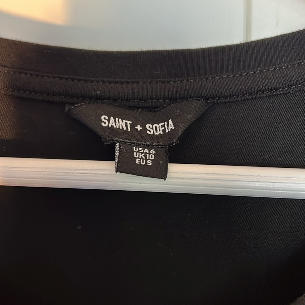 Saint + Sofia long cotton black dress size small - Picture 3 of 6